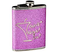 Premier Housewares 508075 - Petaca con Frase Girls Night out, Acero Inoxidable con Brillantina Fucsia