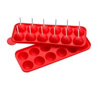 Premier Housewares 805237 - Molde para 12 Pasteles de piruleta, Silicona, Color Rojo