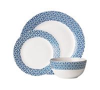 Premier Housewares Avie 12 Piezas Vajilla Casablanca, Azul, 12-Piece