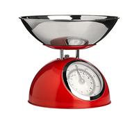 Premier Housewares - Báscula de cocina retro con cuenco de acero inoxidable, báscula de cocina de 5 kg, báscula de cocina para pesaje de alimentos, cuenco rojo, 21 x 24 x 24 x 24 pulgadas