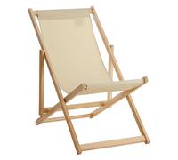 Premier Housewares Beauport - Silla plegable de madera, silla de playa, exterior, camping, picnic, color crema