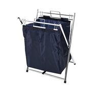 Premier Housewares - Carrito con Bolsa de lavandería, Cromado, Azul, 30 x 40 x 52 cm