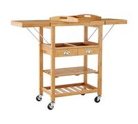 Premier Housewares - Carrito de Cocina, Madera, Natural, 40 x 125 x 90 cm