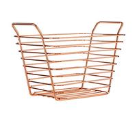 Premier Housewares - Cesta de Alambre, Brillante, Metal, Oro Rosa, 21 x 17 x 17 cm