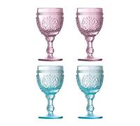 Premier Housewares - Copas de Vino Fleur, Rosa/Azul, 8 x 8 x 15 cm
