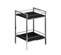 Premier Housewares - Estanteria de Dos baldas de Cristal Negro Brillante y Patas de Cromo (51 x 34 x 30 cm)