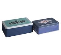Premier Housewares - Hot Rod de Almacenamiento Rectangular, Conjunto de 2, Lata, Multi Color, 13 x 20 x 7 cm