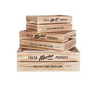 Premier Housewares - Juego de 3 cestas rústicas (Madera de Paulownia, Madera contrachapada)