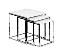 Premier Housewares - Juego de 3 mesas encastrables con Estructura cromada (Alto Brillo, 42 x 40 x 40 cm)