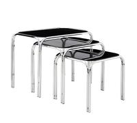 Premier Housewares - Juego de 3 mesas Nido (39 x 46 x 30 cm, Tablero de Cristal y Patas de Cromo)