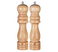 Premier Housewares - Juego de salero y pimentero con Letras grabadas (Madera de Caucho, 20,3 cm)