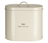 Premier Housewares Adore Pets 12 Litro Bote para conservar Cuchara-Lucky Cat, Alimente al Gato, Acero Inoxidable, Blanco, 15x25x22 cm