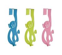 Premier Housewares - Mono para Encima de la Puerta Gancho, Azul/Verde/Rosa, 3 Piezas