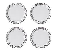 Premier Housewares Noir - Juego de 4 Platos para Pizza, Porcelana, Color Blanco, 23 x 23 x 2 cm