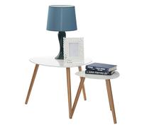 Premier Housewares Nostra - Juego de 2 mesas Triangulares anidables (Patas de Madera Dura), Color Blanco