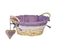Premier Housewares - Panera Redonda de Mimbre con Forro de Color Blanco y Lila 23 x 9 cm