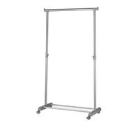 Premier Housewares - Perchero de Barra con Estante para Zapatos y Ruedas, Color Cromo y Gris