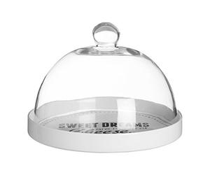 Premier Housewares - Tabla para quesos de cúpula de Juego de Palabras y Juegos, Cristal, cerámica, Blanco, 23 x 23 x 16 cm