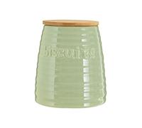 Premier Housewares - Tarros de cerámica para Almacenamiento de Galletas, tarros de Galletas Verdes para Galletas, Botes para Cocina, té, café, azúcar, té, café y azúcar