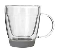 Premier Housewares - Taza (Cristal, Base de Silicona, 220 ml, 9 x 12 x 10 cm), Color Gris