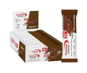 Premier Protein High Protein Bar Double Chocolate Cookie 16x40g - High Protein Low Sugar Riegel + Palmölfrei