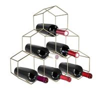Premier Vertex-Botellero para 6 Botellas de Vino (bañado en Oro), Metal, Dorado, 15 x 38 x 36.5 cm