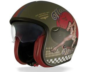 Premier Vintage Pin Up Casco de jet, verde, tamaño S para Hombres