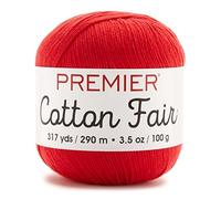 Premier Yarns Cotton Fair-Hilo sólido, Color Rojo, Materiales sintéticos, Multicolor, 9.52 x 9.52 x 10.16 cm, 290