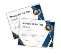 Premio al gerente del año, 30 unidades, 8.5 x 11 pulgadas, empleado de oficina, empresa, valores, mes, certificado de agradecimiento profesional, reconocimiento para enmarcar ceremonia de banquete