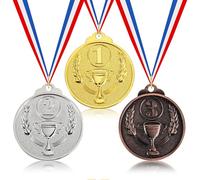 Premio al primer segundo y tercer lugar, medallas de números, medallas de oro, plata, bronce, con cinta, premios ganadores de estilo olímpico, medallas para el día del deporte, regalos de fiesta,