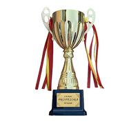 Premio Copa de Trofeos con Pegatina para Regalos al Mejor del Mundo Una Variedad de Opciones de Texto, Familiares y Amigos. (Profesora)