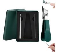 Premium 3-Piece Eagle Beak Nail Clipper Set, Eagle Beak Nail Clippers, eagle beak Angled nail Clippers 3-Piece Set, Wide Jaw Opening Anti-Splash Slanted nail Clipper for Thick Nails (Green A)