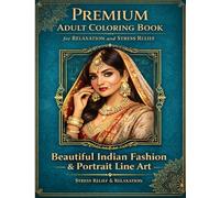 Premium Adult Coloring Book for Relaxation and Stress Relief: A Stress-Relieving Collection of Elegant Indian Fashion and Portrait Line Art for Mindfulness & Creativity