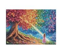 Premium Árbol de Cerezo en Flor Niña Bosque Naturaleza Salvaje Puzzle 300 Piezas para Adultos Estimulante Divertido Y Cautivador Ideal para Pasatiempos Y Hobbies 300 PCS（40x28cm）