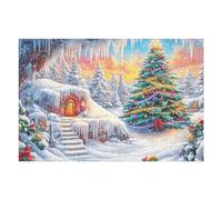 Premium Árbol de Navidad Invierno Nieve Cabaña Cueva de Hielo Exterior Puzzle 1000 Piezas para Adultos Estimulante Divertido Y Cautivador Ideal para Hobby Y Familia 1000 PCS（75x50cm）