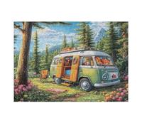 Premium Autocaravana Bosque Campo de Flores Acampada Vida Relajada Rural Salvaje Puzzle 300 Piezas para Adultos Estimulante Divertido Y Cautivador Ideal para Momentos Libres Y Hobby 300 PCS（40x28cm）