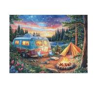 Premium Autocaravana Bosque Hoguera Acampada Vida Relajada Rural Salvaje Puzzle 500 Piezas para Adultos Estimulante Divertido Y Cautivador Ideal para Momentos Libres Y Hobby 500 PCS（52×38cm）