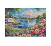 Premium Autocaravana Lago Bosque Acampada Vida Relajada Bonita Naturaleza Salvaje Puzzle 300 Piezas para Adultos Estimulante Divertido Y Cautivador Ideal para Pasatiempos Y Familia 300 PCS（40x28cm）