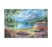 Premium Autocaravana Lago Bosque Acampada Vida Relajada Rural Salvaje Puzzle 1000 Piezas para Adultos Estimulante Divertido Y Cautivador Ideal para Hobby Y Pasatiempos 1000 PCS（75x50cm）