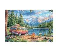 Premium Autocaravana Lago Hoguera Acampada Vida Relajada Rural Salvaje Puzzle 1000 Piezas para Adultos Estimulante Divertido Y Cautivador Ideal para Hobby Y Pasatiempos 1000 PCS（75x50cm）