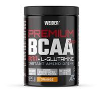 Premium BCAA 8:1:1+L-Glutamine (500g) Sabor Naranja, Combinación Recuperadora de Aminoácidos con L-Glutamina Kyowa Quality®, Vitamina B6. Aumenta y Protege la Masa Muscular, Sin azúcar, Vegano