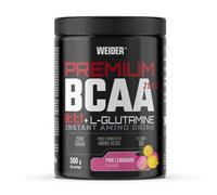 Premium BCAA 8:1:1+L-Glutamine (500g) Sabor Pink Lemonade, Combinación Recuperadora de Aminoácidos con L-Glutamina Kyowa Quality®, Vitamina B6. Aumenta y Protege la Masa Muscular, Sin azúcar, Vegano