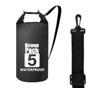 Premium Bolsa Estanca Seca Impermeable, 5L Bolsa Estanca Impermeable, Mochila Estanca con Funda, Bolsa Seca Impermeable Al Aire Libre, para Kayak Rafting Pesca Playa Acampar Natación Senderismo,Negro
