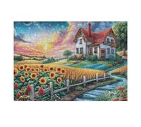 Premium Campo de Girasoles Granja Rural Campo Naturaleza Salvaje Puzzle 300 Piezas para Adultos Estimulante Divertido Y Cautivador Ideal para Hobby Y Familia 300 PCS（40x28cm）