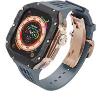 Premium Carbon Fiber Watch Case Rubber Band,For Ultra 2 49mm Series Replacement,Men Watch Case Straps Clasp Mod Kit,For Iwatch Series 49mm Accessories