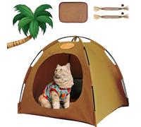 Premium Cat Cooling Tent,Premium Cat Cooling Bed, Lightweight & Portable, Breathable 3D Mesh & Washable (Brown, 48 x 48 x 42 cm)
