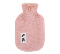 Premium Classic Rubber Hot or Cold Water Bottle with Soft Fleece Cover (Pink)