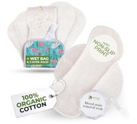 Premium compresas reutilizables antideslizantes en algodón orgánico para flujo abundante e incontinencia (L+XL, 6 uds); lavables a alta T°; suaves, no irritantes y cómodas, compresas tela para mujeres