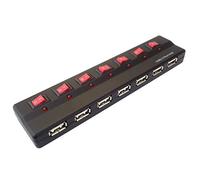 PremiumCord - Hub USB 2.0 (7 Puertos, con Fuente de alimentación e Interruptor)