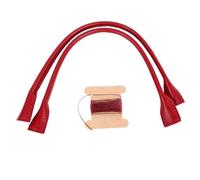 Premium Cowhide Leather DIY Bag Handles Replacement Durable Stylish for Handbags Briefcases Shoulder Bags 38.5cm 1 Pair (BD003 Red)
